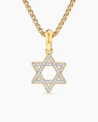 Star of David Pendant in 18K Yellow Gold with Diamonds, 19mm