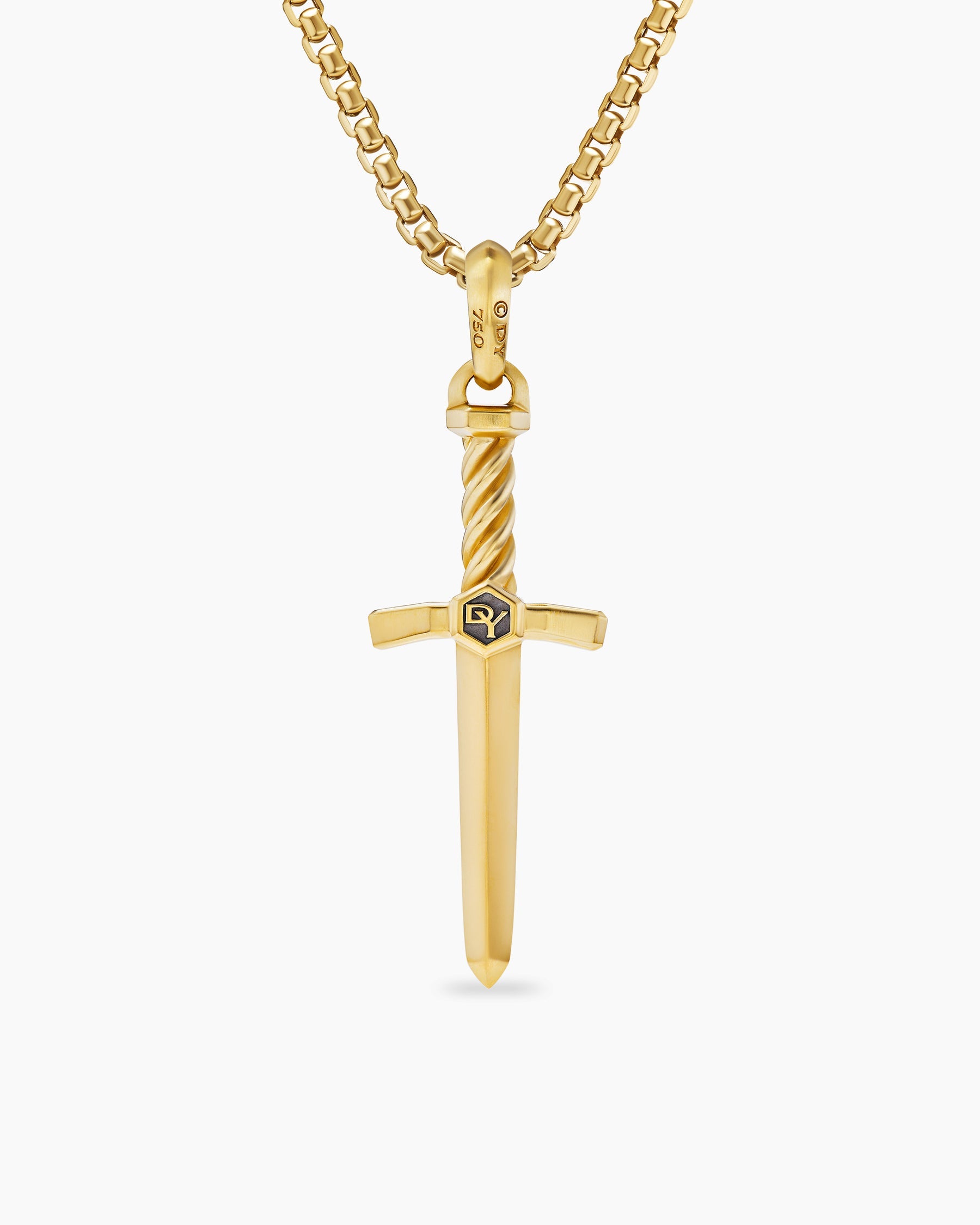 Sword Amulet in 18K Yellow Gold with Diamond, 45mm