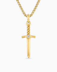 Sword Amulet in 18K Yellow Gold with Diamond, 45mm