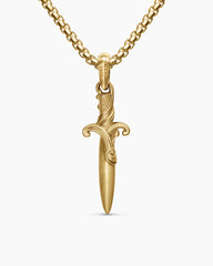 Waves Dagger Amulet in 18K Yellow Gold with Diamonds, 31mm