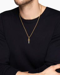 Waves Dagger Amulet in 18K Yellow Gold with Diamonds, 31mm