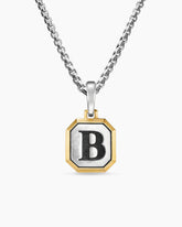 B Initial Amulet in Sterling Silver with 14K Yellow Gold, 17mm
