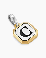 C Initial Amulet in Sterling Silver with 14K Yellow Gold, 17mm