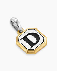 D Initial Amulet in Sterling Silver with 14K Yellow Gold, 17mm