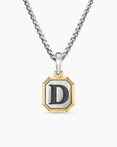 D Initial Amulet in Sterling Silver with 14K Yellow Gold, 17mm