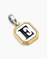 E Initial Amulet in Sterling Silver with 14K Yellow Gold, 17mm