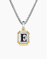 E Initial Amulet in Sterling Silver with 14K Yellow Gold, 17mm