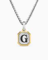 G Initial Amulet in Sterling Silver with 14K Yellow Gold, 17mm