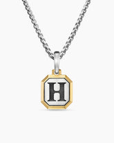 H Initial Amulet in Sterling Silver with 14K Yellow Gold, 17mm