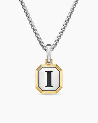 I Initial Amulet in Sterling Silver with 14K Yellow Gold, 17mm