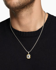 K Initial Amulet in Sterling Silver with 14K Yellow Gold, 17mm