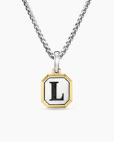 L Initial Amulet in Sterling Silver with 14K Yellow Gold, 17mm
