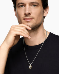 N Initial Amulet in Sterling Silver with 14K Yellow Gold, 17mm