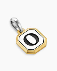 O Initial Amulet in Sterling Silver with 14K Yellow Gold, 17mm