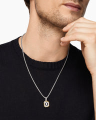 O Initial Amulet in Sterling Silver with 14K Yellow Gold, 17mm