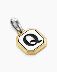 Q Initial Amulet in Sterling Silver with 14K Yellow Gold, 17mm