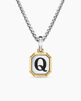 Q Initial Amulet in Sterling Silver with 14K Yellow Gold, 17mm
