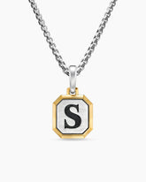 S Initial Amulet in Sterling Silver with 14K Yellow Gold, 17mm