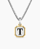 T Initial Amulet in Sterling Silver with 14K Yellow Gold, 17mm