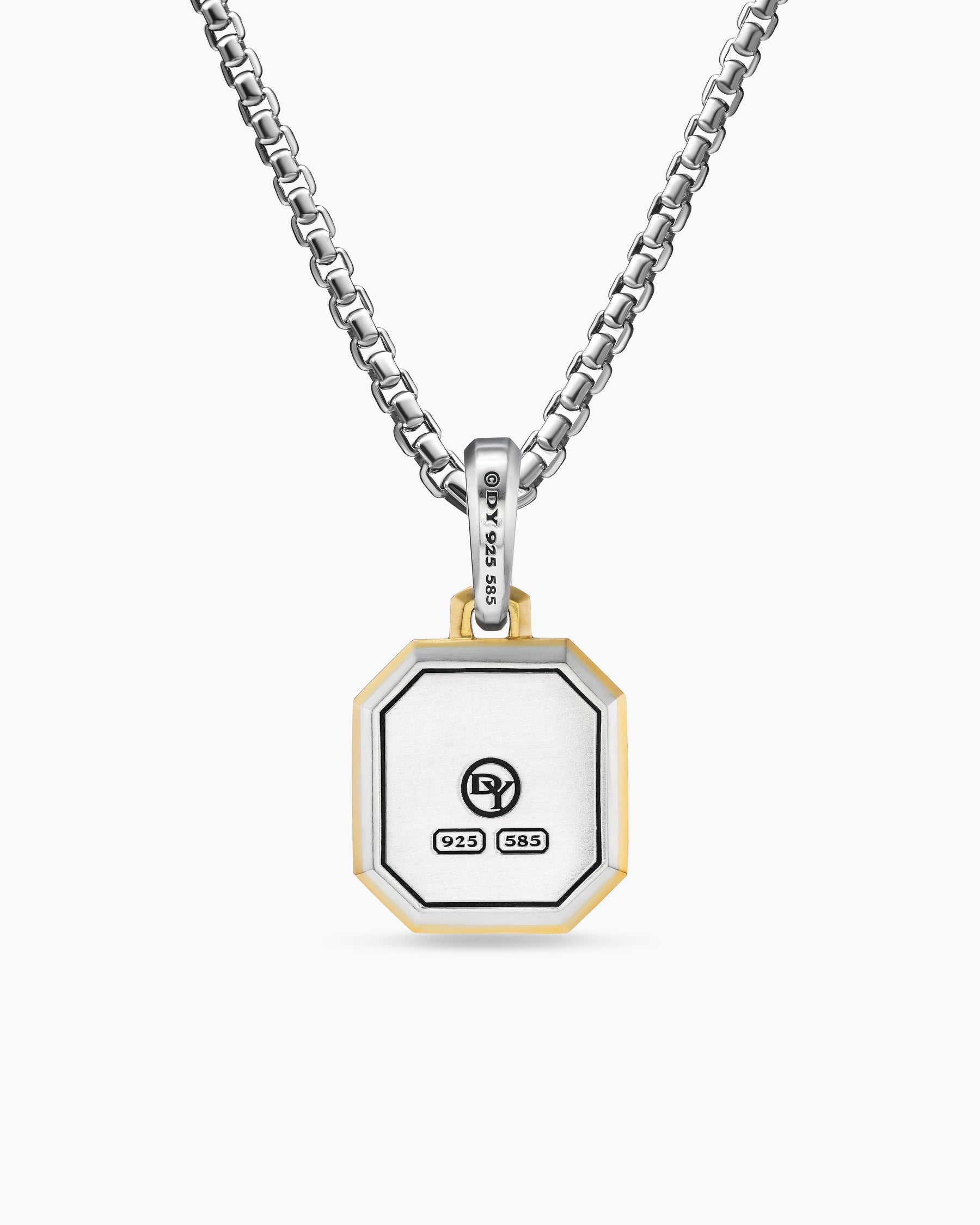 U Initial Amulet in Sterling Silver with 14K Yellow Gold, 17mm