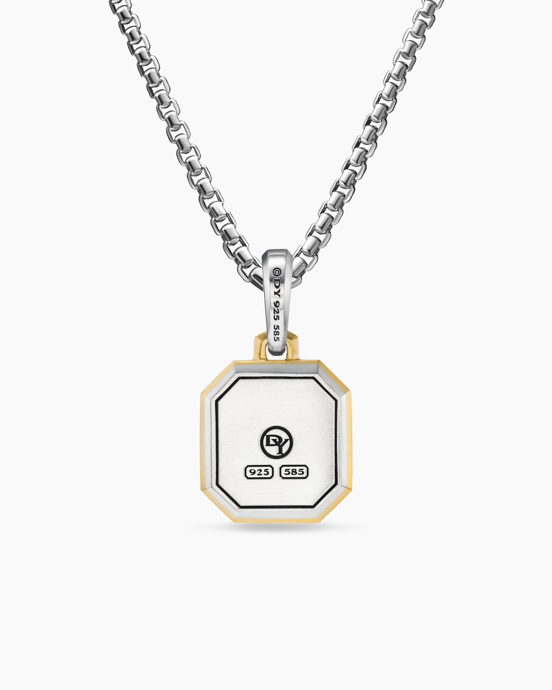 V Initial Amulet in Sterling Silver with 14K Yellow Gold, 17mm