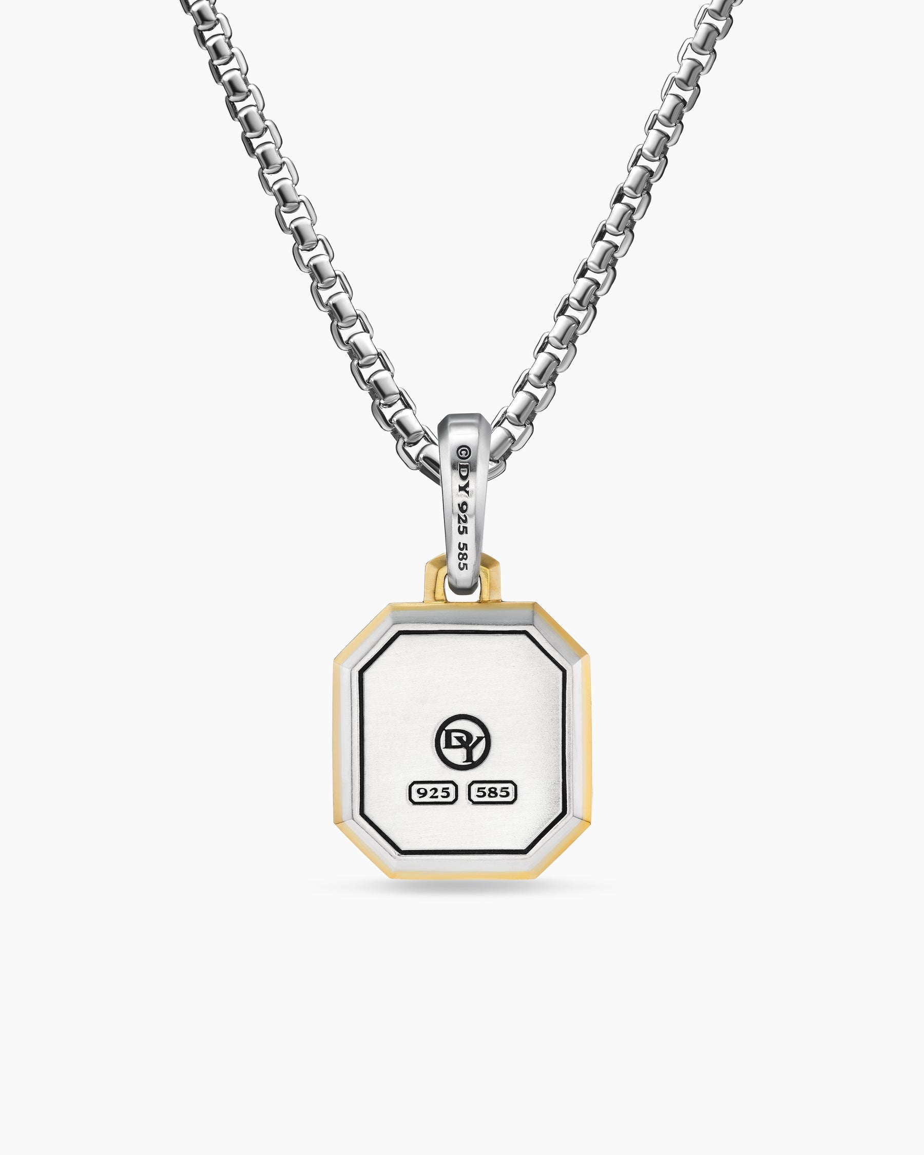 X Initial Amulet in Sterling Silver with 14K Yellow Gold, 17mm