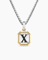 X Initial Amulet in Sterling Silver with 14K Yellow Gold, 17mm