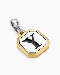 Y Initial Amulet in Sterling Silver with 14K Yellow Gold, 17mm