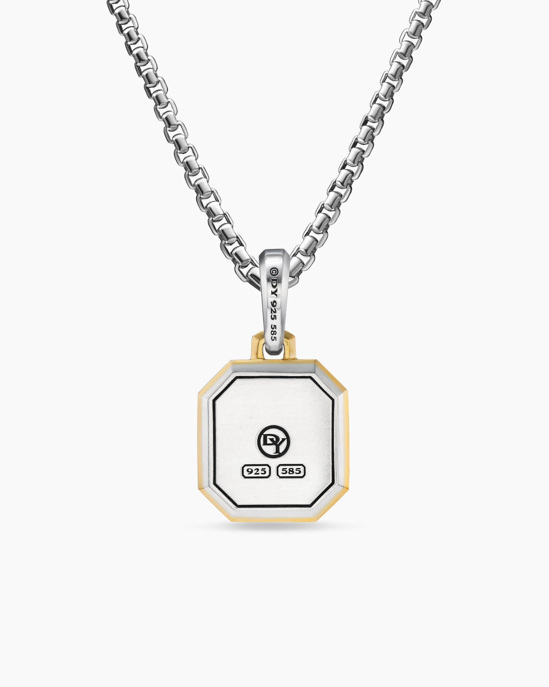 Y Initial Amulet in Sterling Silver with 14K Yellow Gold, 17mm