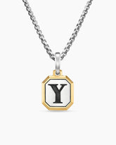 Y Initial Amulet in Sterling Silver with 14K Yellow Gold, 17mm