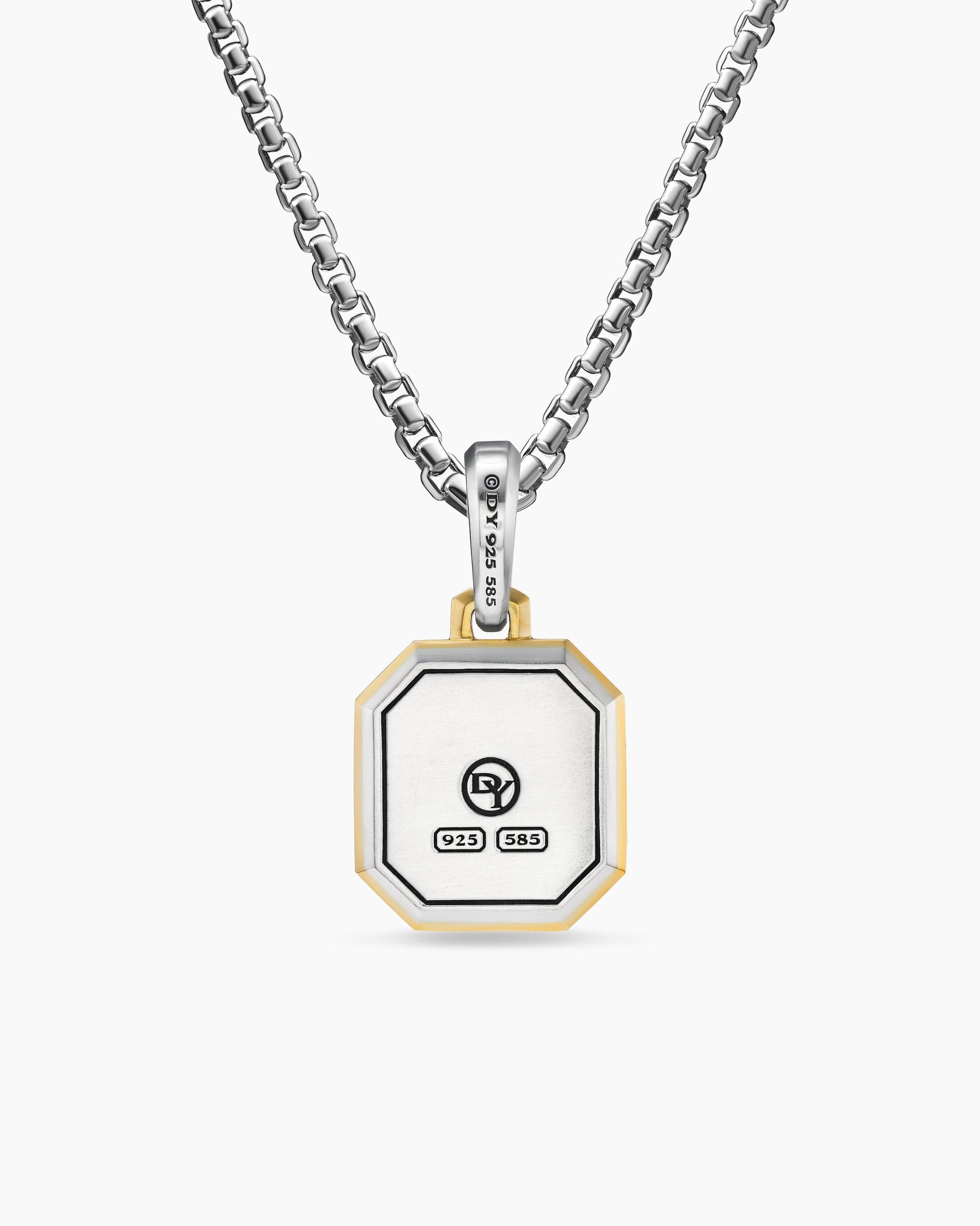 Z Initial Amulet in Sterling Silver with 14K Yellow Gold, 17mm
