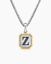 Z Initial Amulet in Sterling Silver with 14K Yellow Gold, 17mm