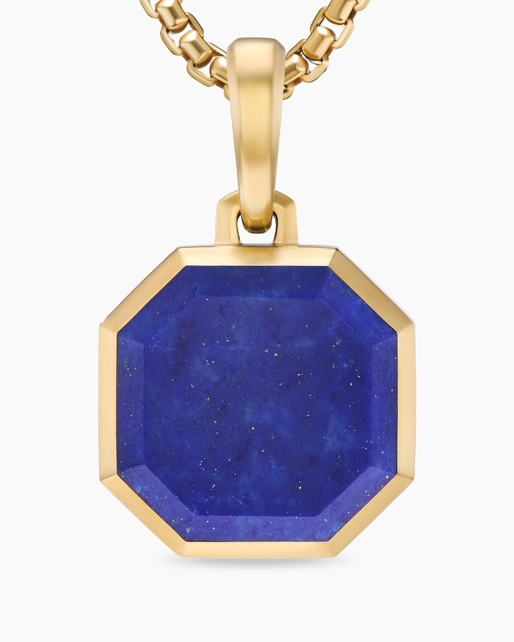 Faceted Stone Amulet in 18K Yellow Gold with Lapis, 16mm
