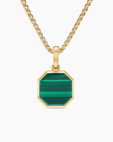 Faceted Stone Amulet in 18K Yellow Gold with Malachite, 16mm