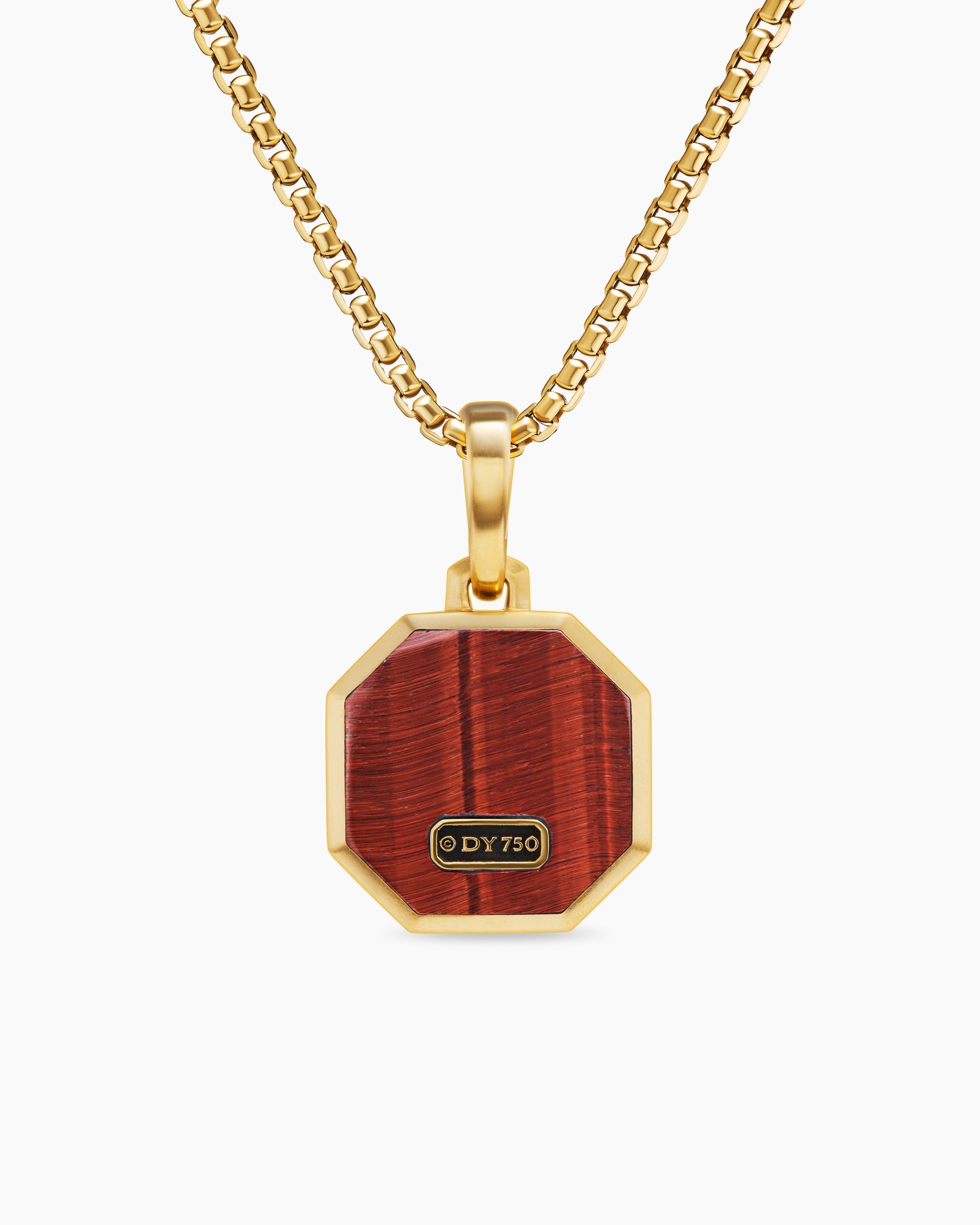 Faceted Stone Amulet in 18K Yellow Gold with Red Tiger's Eye, 16mm