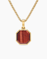 Faceted Stone Amulet in 18K Yellow Gold with Red Tiger's Eye, 16mm
