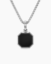 Faceted Stone Amulet in Sterling Silver with Black Onyx, 16mm