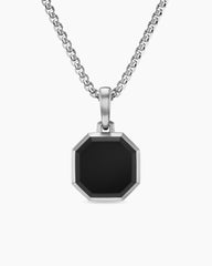 Faceted Stone Amulet in Sterling Silver with Black Onyx, 16mm