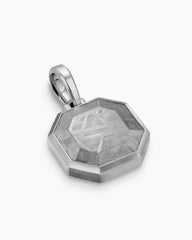 Faceted Stone Amulet in Sterling Silver with Meteorite, 16mm