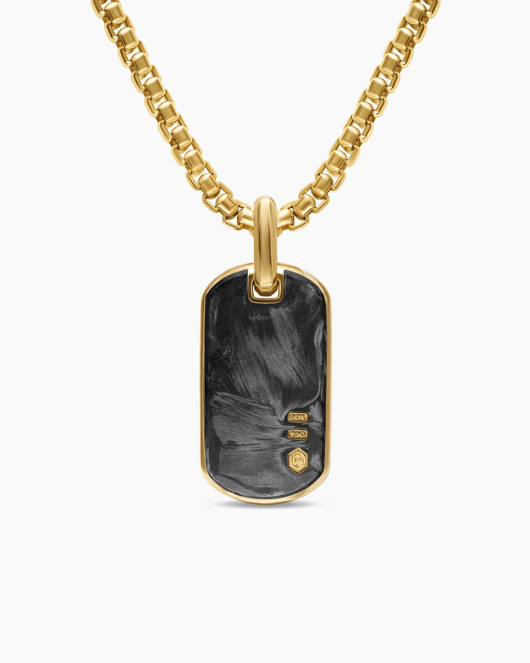 Streamline® Tag in 18K Yellow Gold with Forged Carbon, 21.2mm