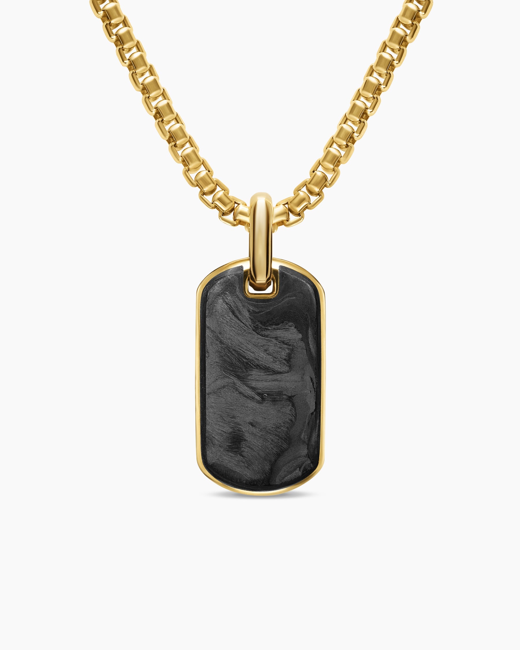 Streamline® Tag in 18K Yellow Gold with Forged Carbon, 21.2mm