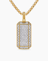 Octagonal Tag in 18K Yellow Gold with Diamonds, 27mm