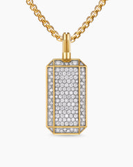 Octagonal Tag in 18K Yellow Gold with Diamonds, 27mm