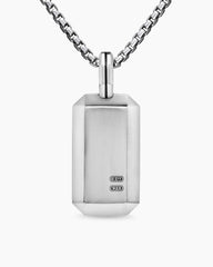 Octagonal Tag in Sterling Silver with Black Diamonds, 27mm