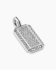 Octagonal Tag in Sterling Silver with Diamonds, 27mm