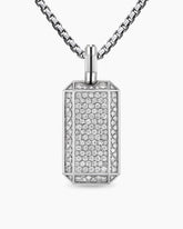 Octagonal Tag in Sterling Silver with Diamonds, 27mm