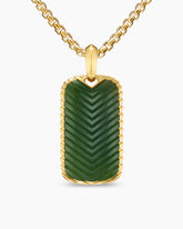Chevron Tag in 18K Yellow Gold with Nephrite Jade, 34mm