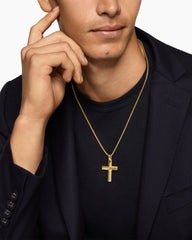 Chevron Cross Pendant in 18K Yellow Gold, 36mm
