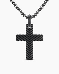 Chevron Cross Pendant in Black Titanium, 36mm