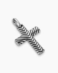 Chevron Cross Pendant in Sterling Silver, 36mm